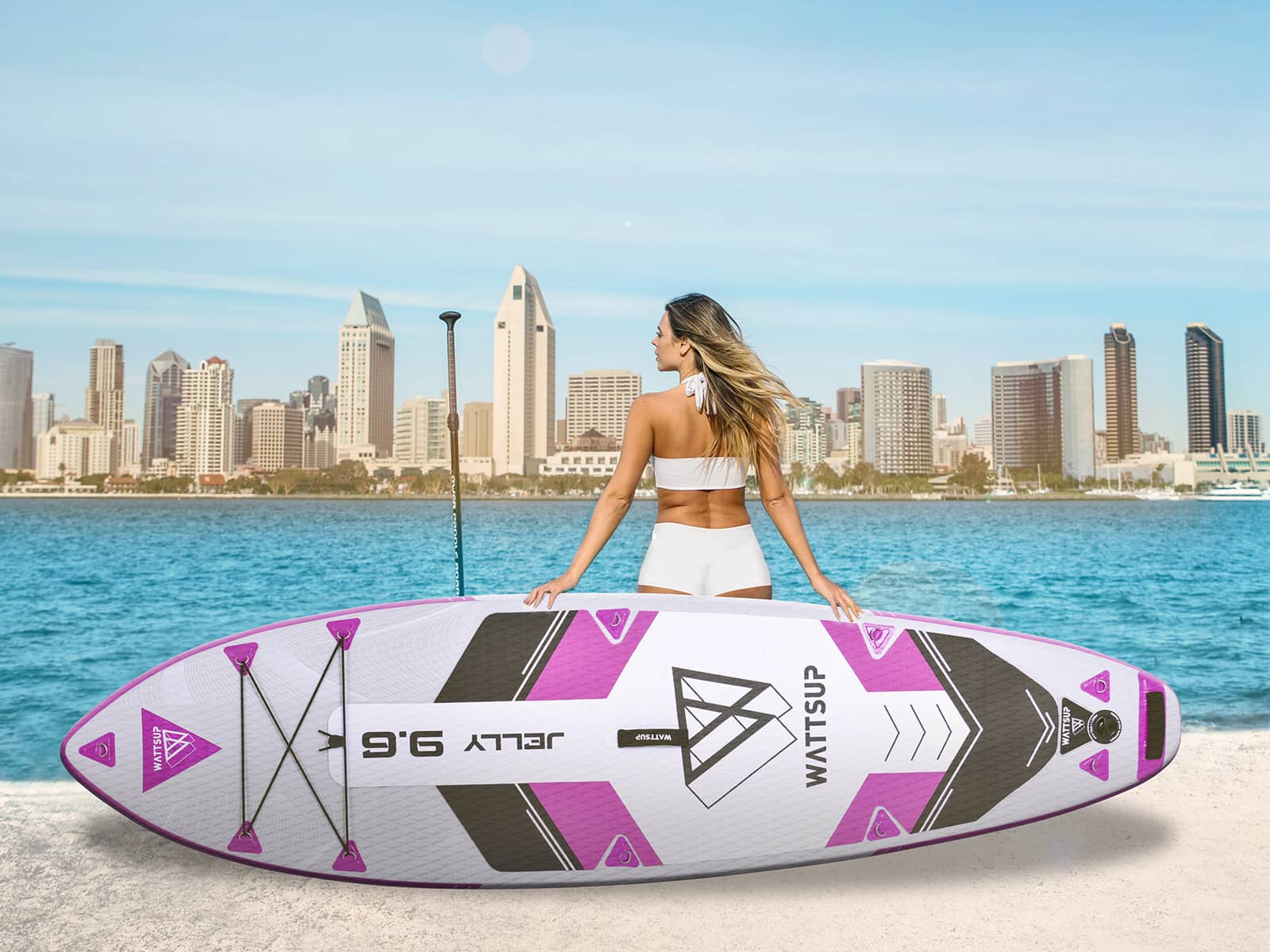 Nafukovací paddleboard Wattsup Jelly - 96x30x5 slecna na paddleboardu